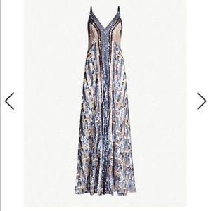Temperley London Akiko Sequin-embroidered Maxi Dress In Blue